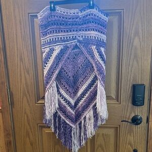 Purple Crochet Women's Shaw 18” by 28” long